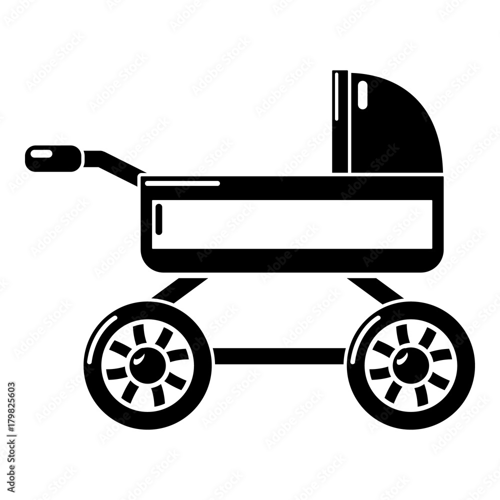 Baby carriage icon, simple black style Baby carriage icon, simple black style