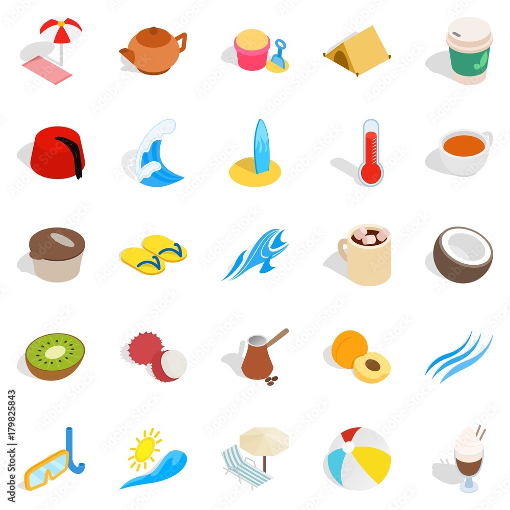 Holidays in Turkey icons set, isometric style Holidays in Turkey icons set, isometric style