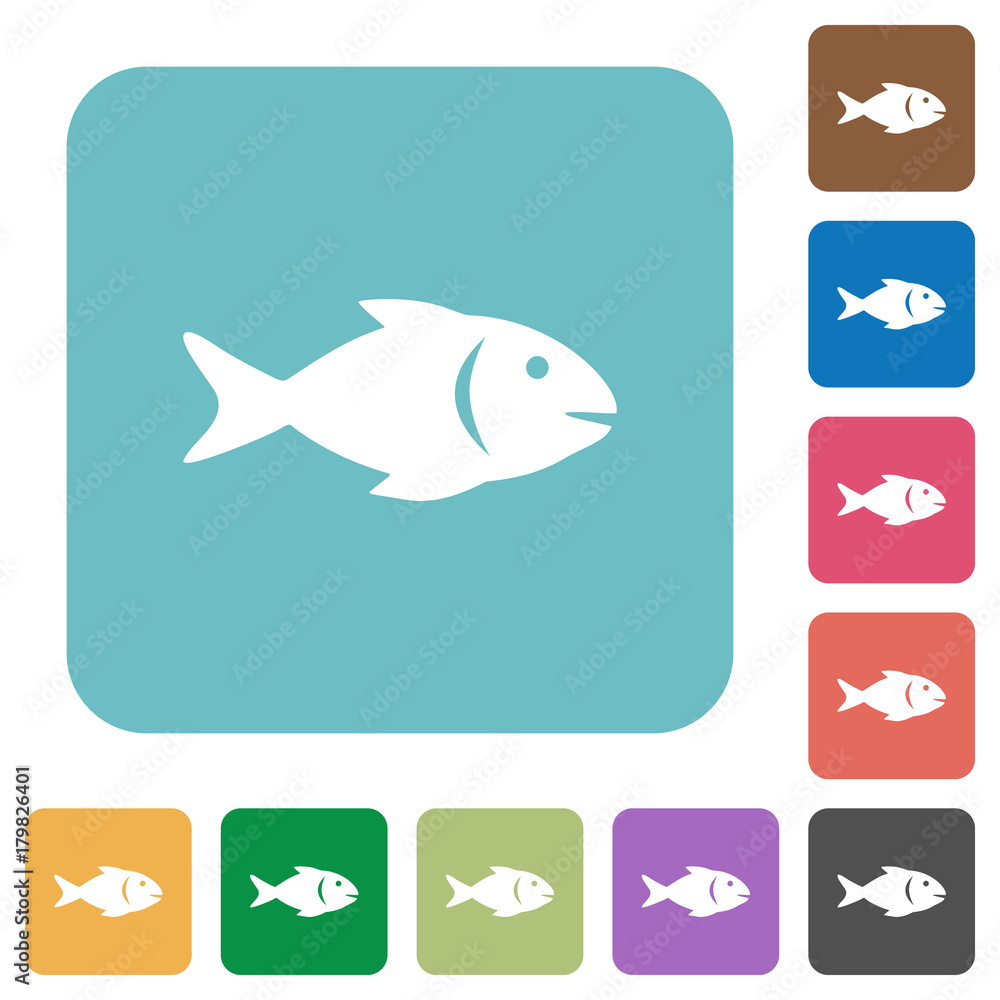 Fish rounded square flat icons Fish rounded square flat icons