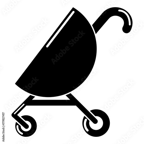 Baby carriage pink icon, simple black style