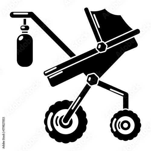 Baby carriage classy icon, simple black style