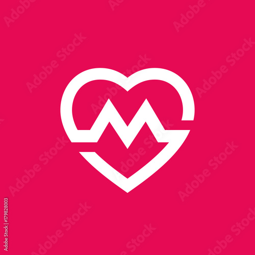 Letter M heart logo icon design template elements
