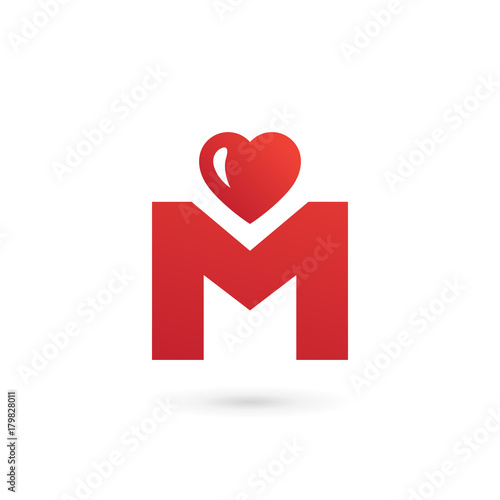Letter M heart logo icon design template elements