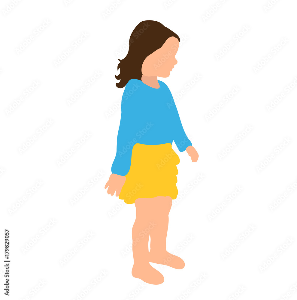 Fototapeta premium isometric child, little girl, vector