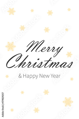 Happy New Year design on white background with an inscription. Merry Christmas vector illustration. Holiday greeting.