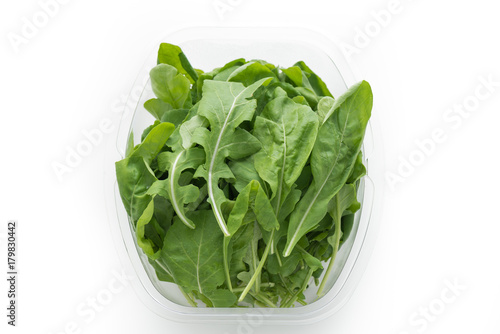 Rocket salad isolated on white    