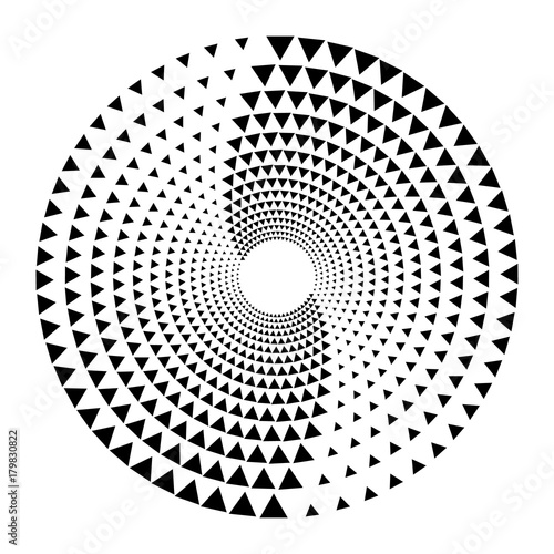 Circle Logo Design. Vector Illustration of Spiral Monochrome Triangles. Easy to Change the Color. 
