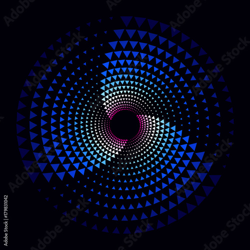 Circle Logo Design. Vector Illustration of Spiral Colorful Triangles. Easy to Change the Colors.