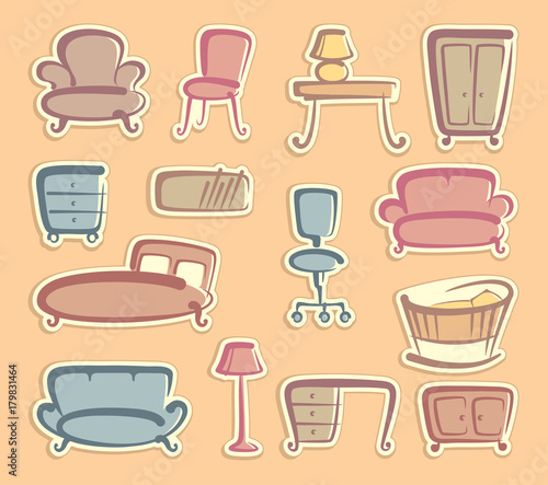 Stickers with furniture images