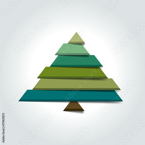 Christmas tree card. Abstract stylized green pine.