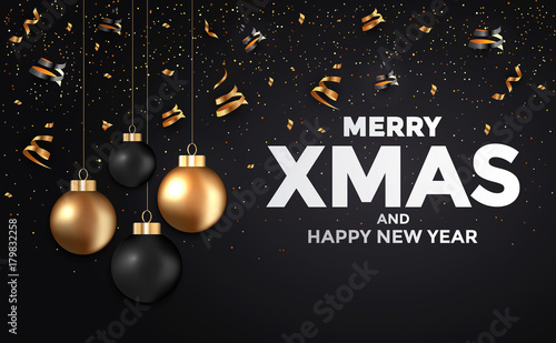 Holiday New year card - 2018 Black and gold 2