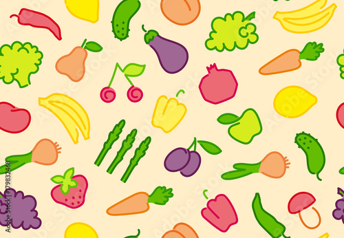 Seamless fruit-vegetable background