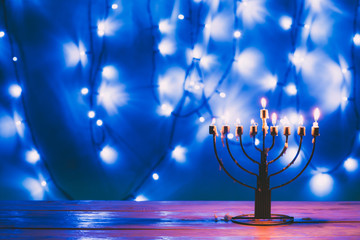 jewish menorah with candles