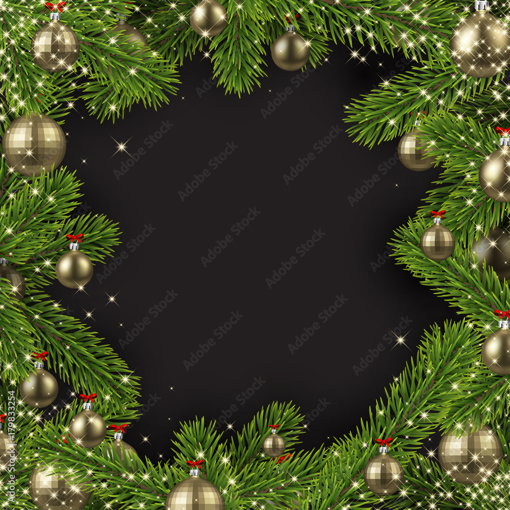 Christmas shiny background with fir branches. Christmas shiny background with fir branches.