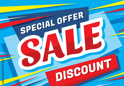 Sale vector banner template - special offer - limited time only. Abstract background. Discount design layout.