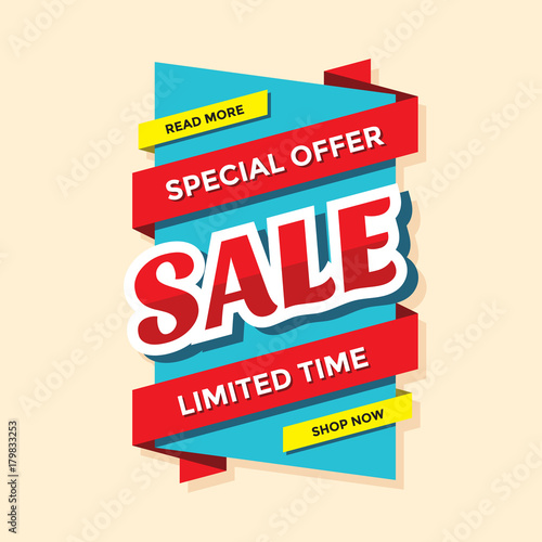 Sale vector banner template - special offer - limited time. Abstract background. Discount design layout.