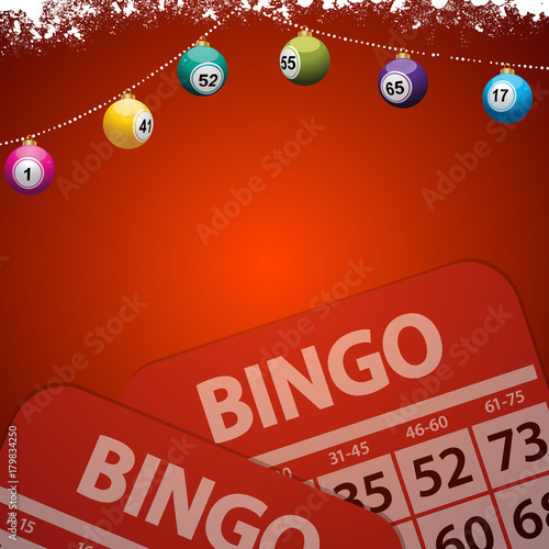 Christmas bingo baubles on festive red background