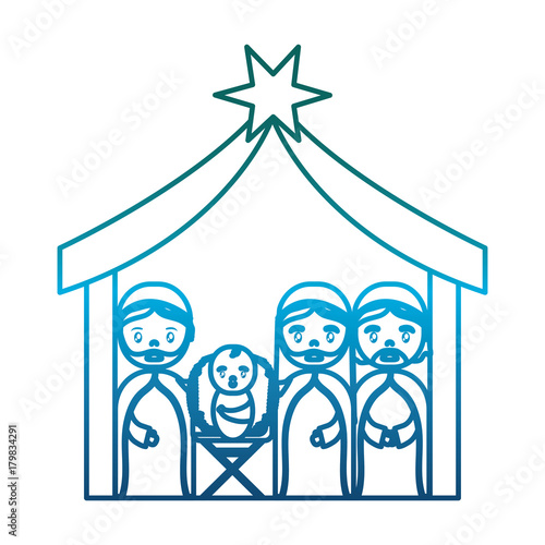 holy family and wise men icon over white background vector illustration