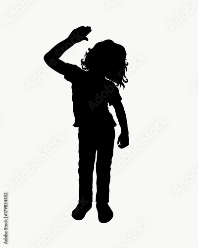 Silhouette of a curly child