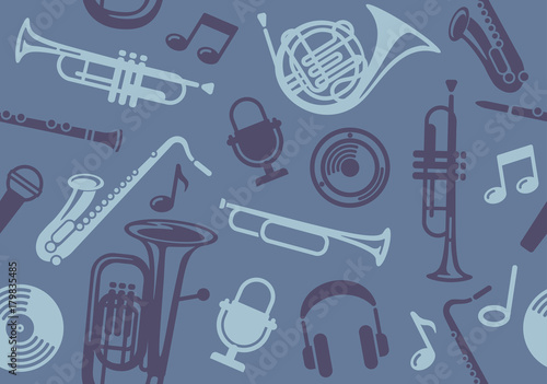 Background with wind musical instruments