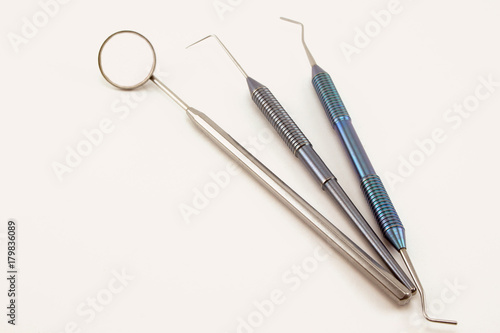 Group of dental tools for the diagnostics and treatment of dental diseases.