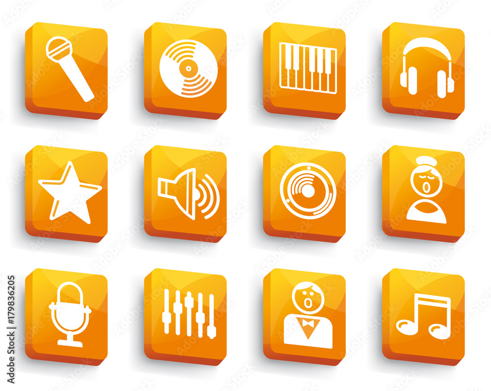 Audio and Music icons on buttons Audio and Music icons on buttons