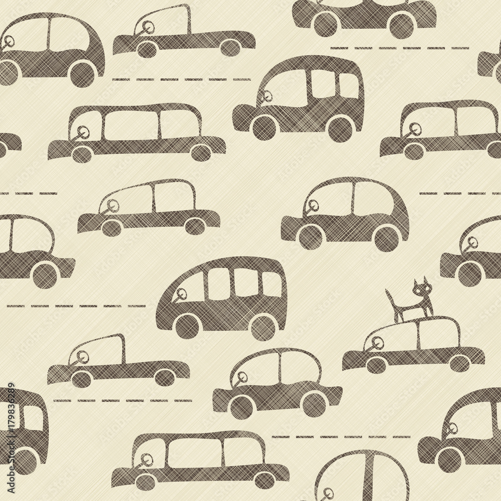 Retro cars seamless pattern