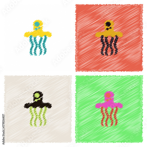 Jellyfish vector in Hatching style