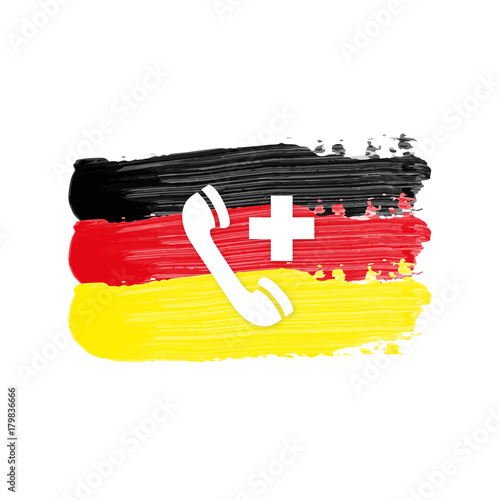 Deutschland Flagge mit Notruf