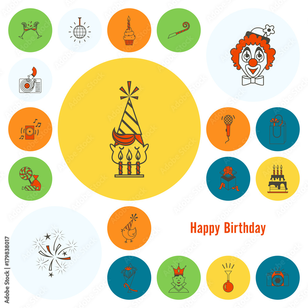Happy Birthday Icons Set Happy Birthday Icons Set