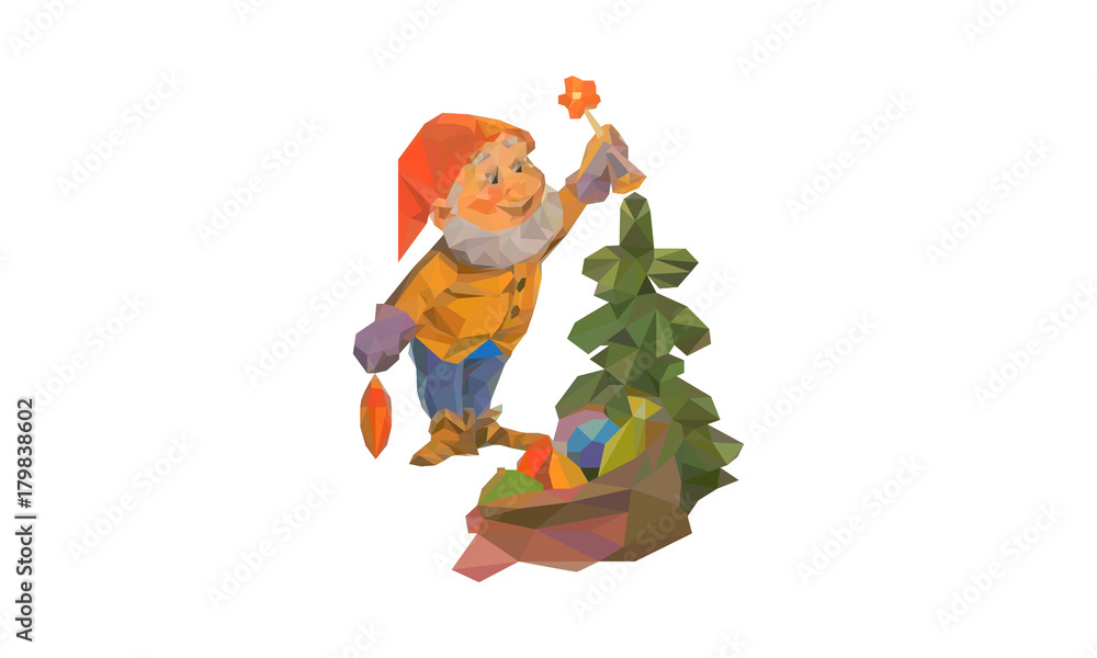 Naklejka premium christmas, toy, christmas tree, isolated, santa, holiday, hat, white, doll, happy, santa claus, decoration, beard, celebration, red, green, blue, orang, fun, winter, xmas, colorful