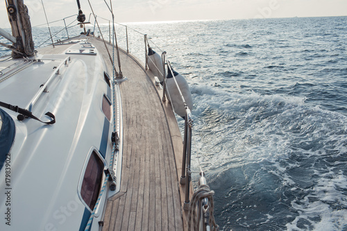 Yacht sailing in the tropical sea