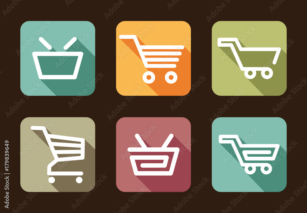 Shopping cart and basket icons