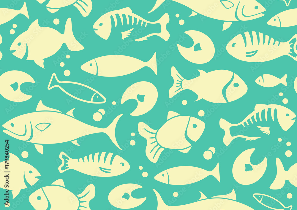 Seamless background of fish