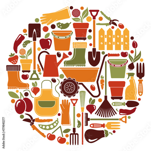Garden icons. Vector illustration