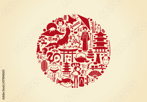 Stylized flag of Japan. Vector illustration