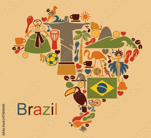 Map from traditional symbols of Brazil