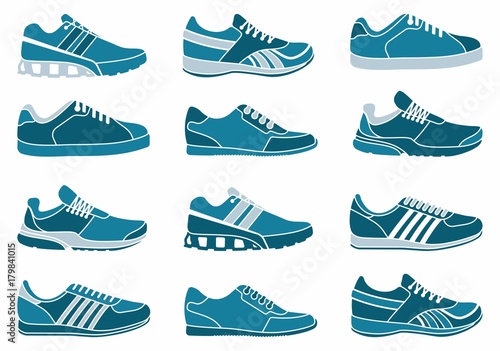 Set of icons of sports shoes