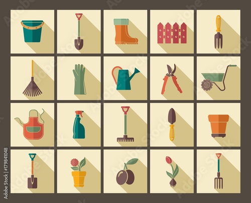 Garden icons. Vector illustration