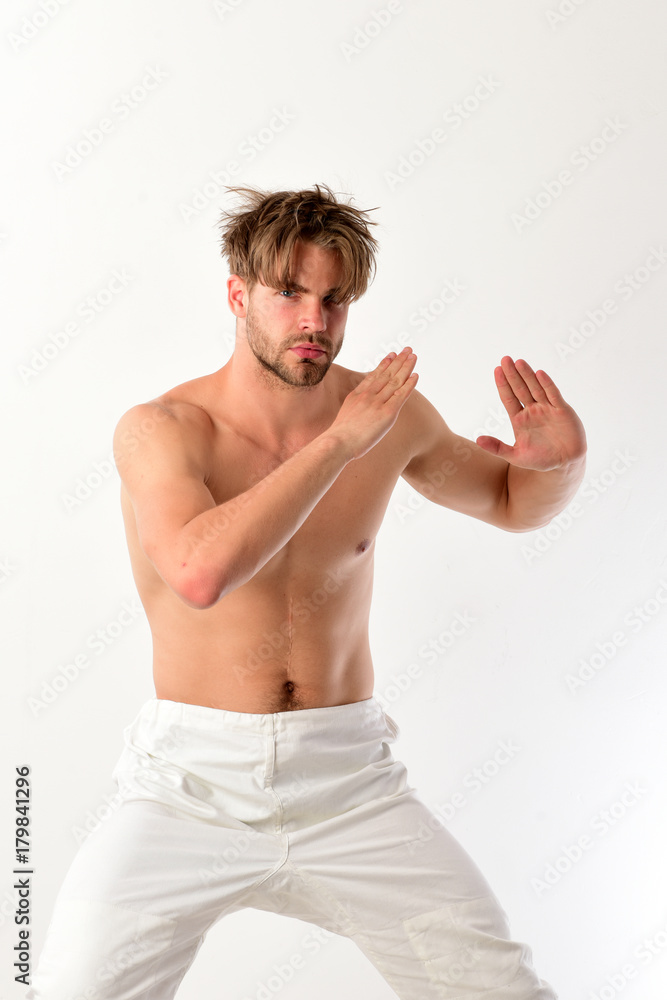 Healthy lifestyle and jujitsu concept. Karate fighter Healthy lifestyle and jujitsu concept. Karate fighter