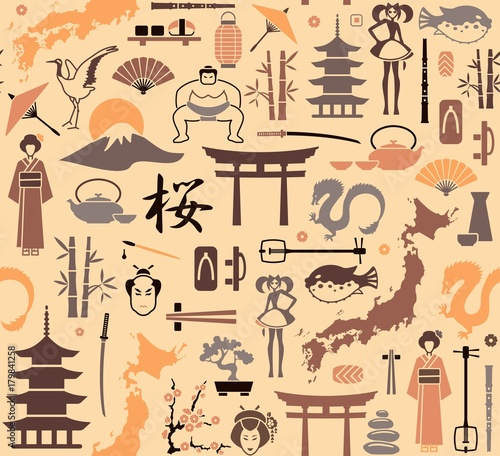 Seamless background on a theme of Japan