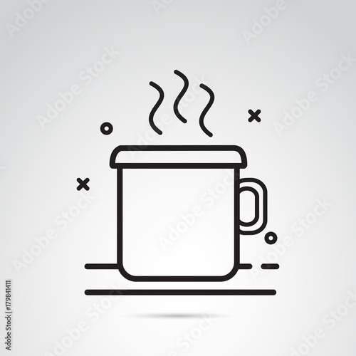 Hot tea, coffee, drink vector icon.