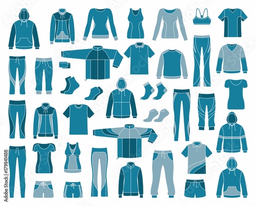 Icons of clothes for sports and workouts