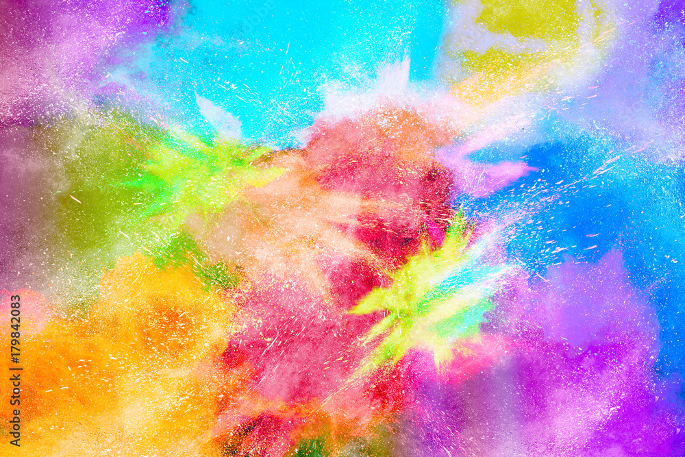 Splash of colorful powder over black background. Splash of colorful powder over black background.