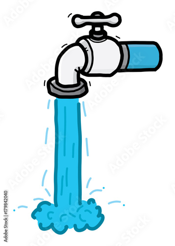 water and faucet / cartoon vector and illustration, hand drawn style, isolated on white background.