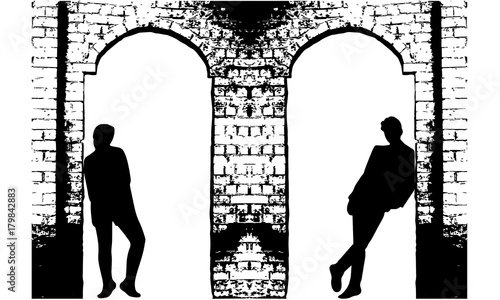 Silhouettes in brick archs 