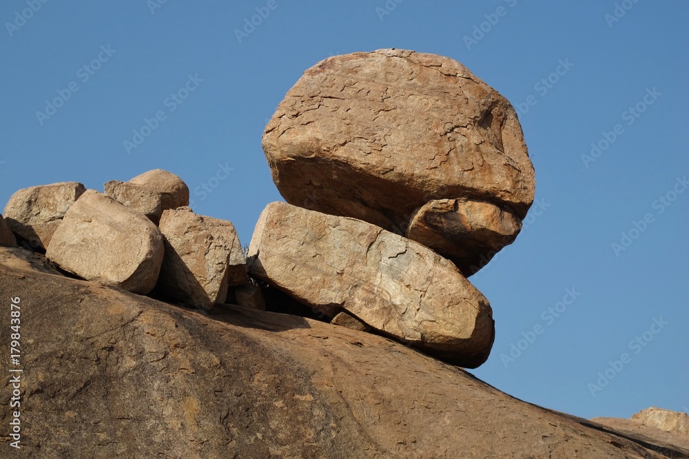 Granite boulder formation in Hampi, India.