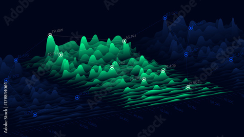 Vector business chart of financial statistics, big data futuristic infographics design