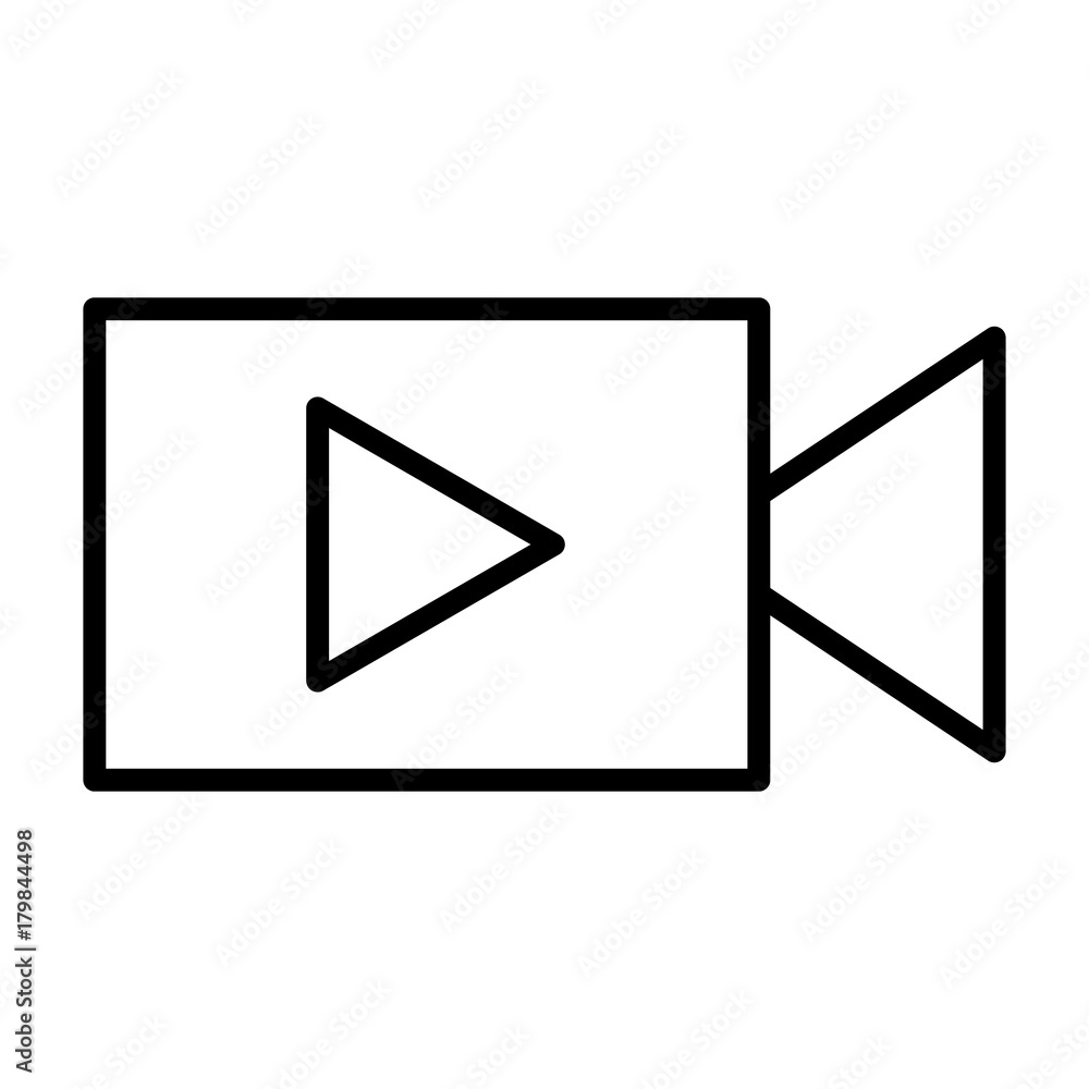 Video camera with play button line icon. Vector illustration Video camera with play button line icon. Vector illustration