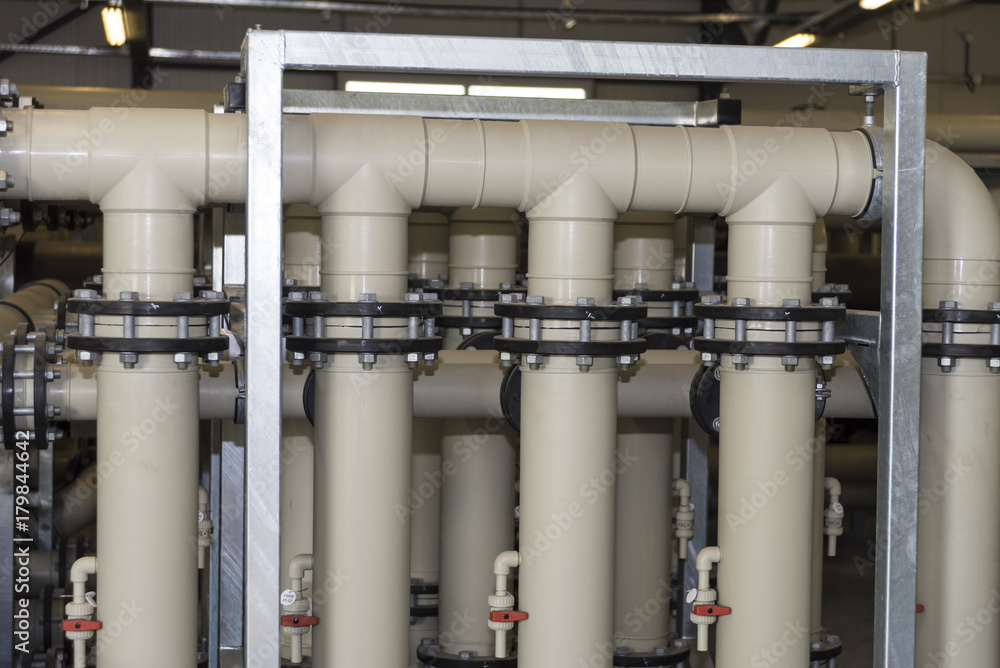 industrial pipes in the water treatment plant